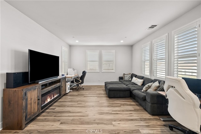 living room featuring light hardwood / wood-style flooring