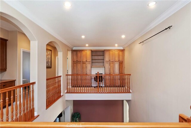 hallway with ornamental molding