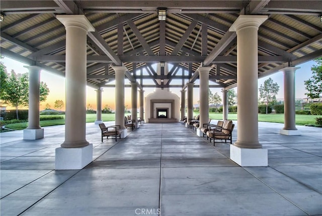 view of property's community with a gazebo and a patio