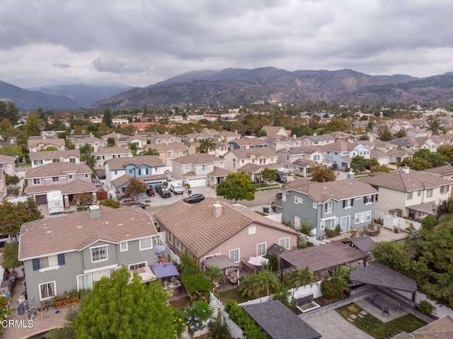 drone / aerial view with a mountain view