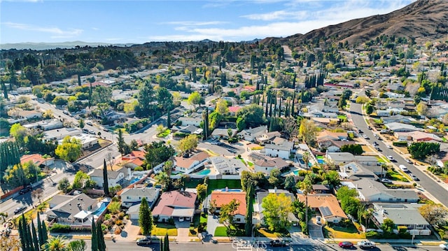 aerial view with a mountain view