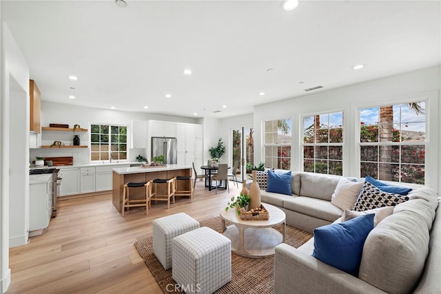 living room featuring light hardwood / wood-style floors