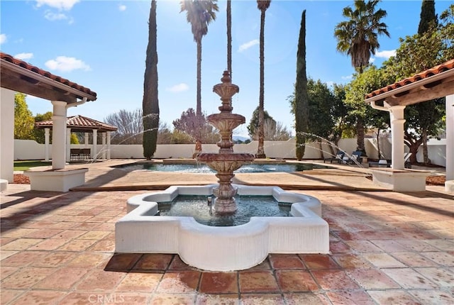 view of patio featuring a gazebo