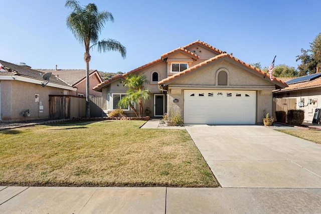 view of front facade featuring a garage and a front yard