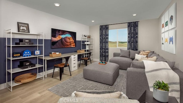 living room with light wood-type flooring