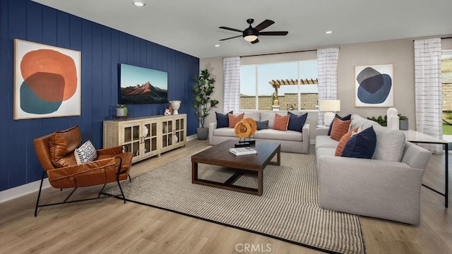 living room featuring light hardwood / wood-style floors