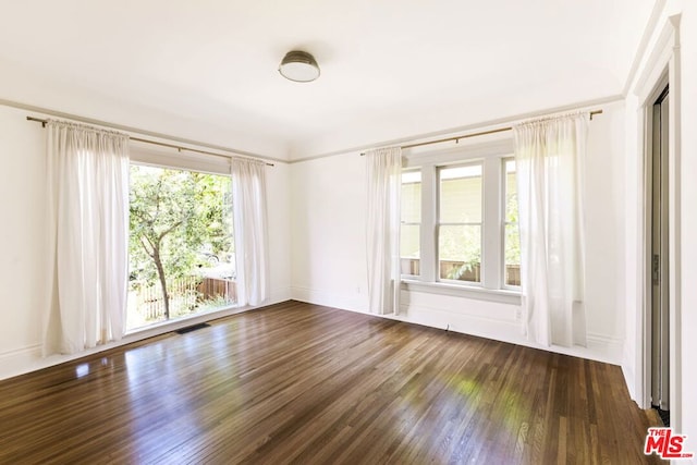 empty room featuring dark wood-type flooring and plenty of natural light