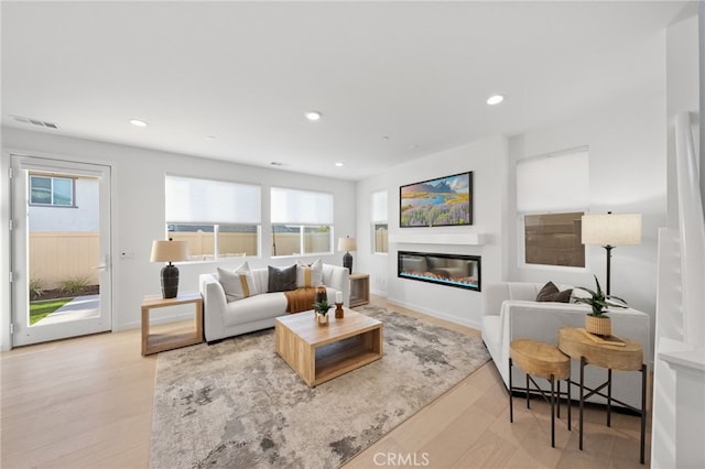 living room featuring light hardwood / wood-style flooring