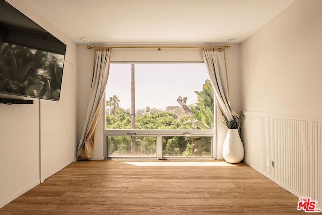 spare room featuring light wood-type flooring