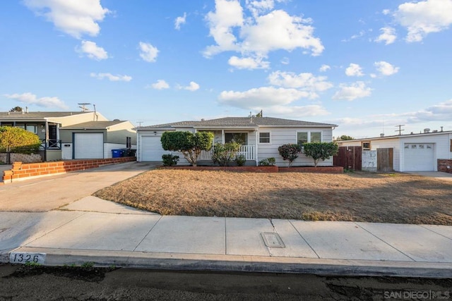 single story home with a garage