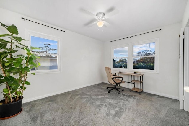 carpeted office space featuring a wealth of natural light