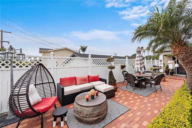 view of patio / terrace featuring an outdoor living space