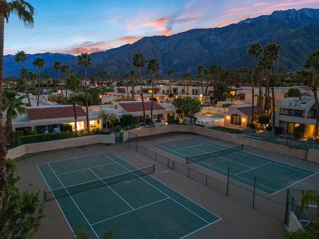 view of sport court featuring a mountain view