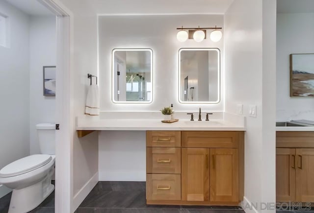 bathroom featuring vanity and toilet