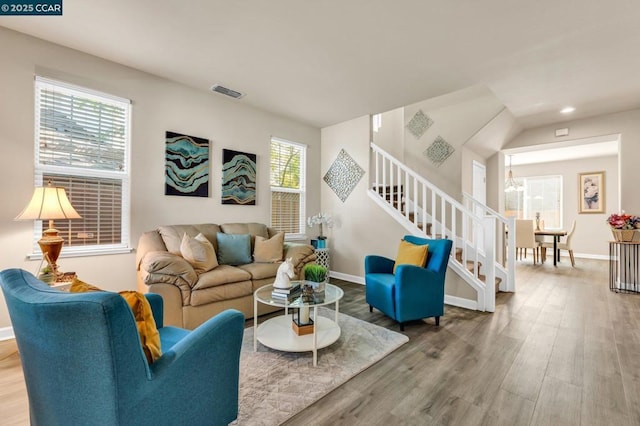 living room featuring hardwood / wood-style flooring