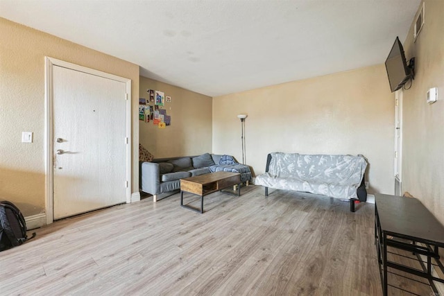 living room with light wood-type flooring