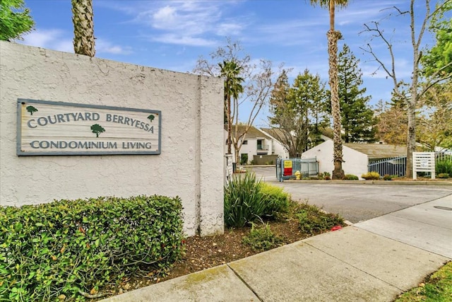 view of community sign