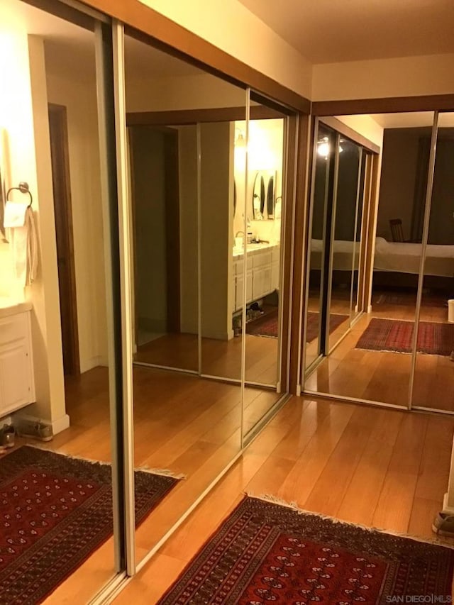 doorway to outside featuring wood-type flooring