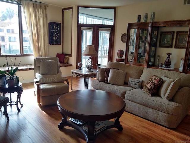 living room featuring light wood-type flooring