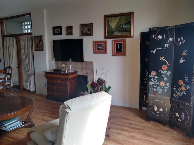 living room featuring light hardwood / wood-style floors