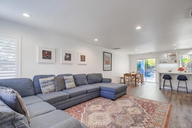 living room featuring wood-type flooring