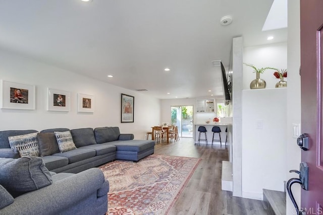 living room featuring light hardwood / wood-style floors