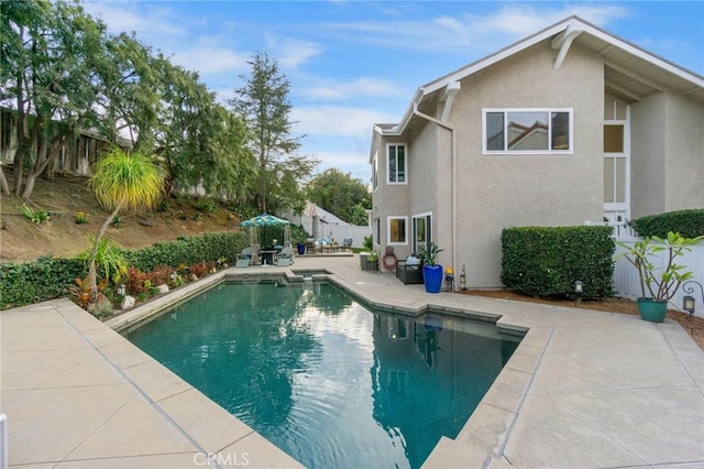 view of swimming pool with a patio area