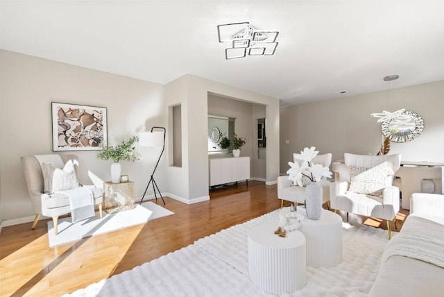 living room with hardwood / wood-style flooring