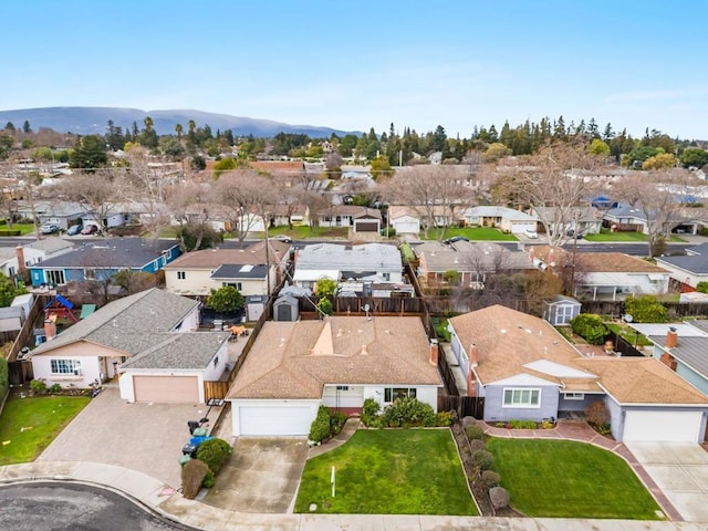 bird's eye view featuring a mountain view