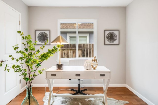 home office featuring wood-type flooring