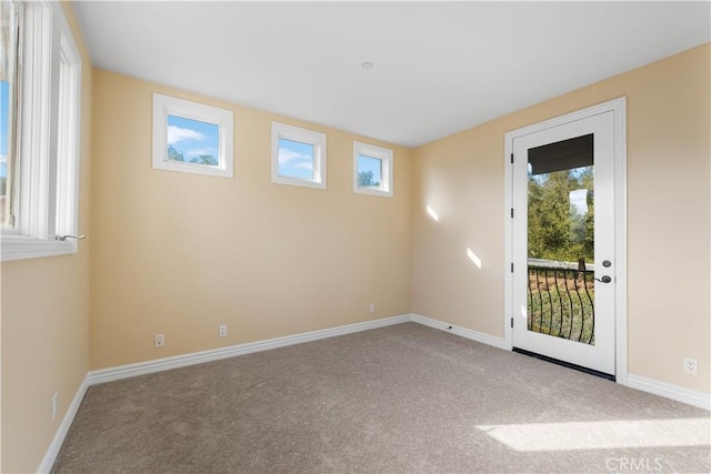 empty room with light carpet and a wealth of natural light