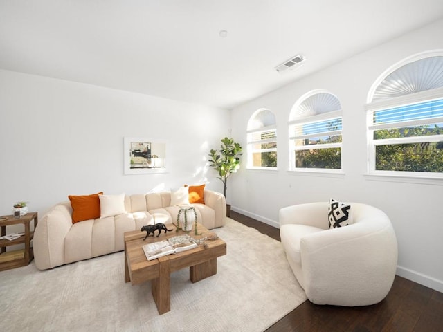 living room with hardwood / wood-style floors