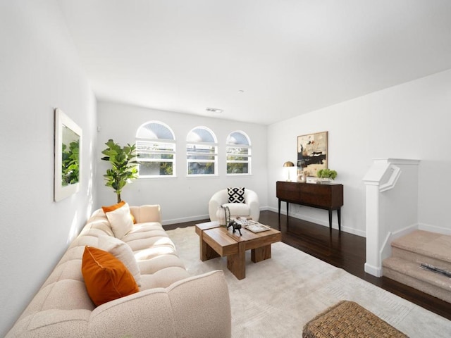 living room with hardwood / wood-style flooring