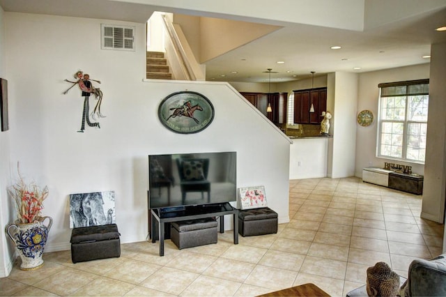 view of tiled living room