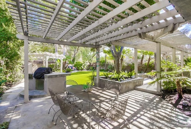 view of patio / terrace with a grill and a pergola