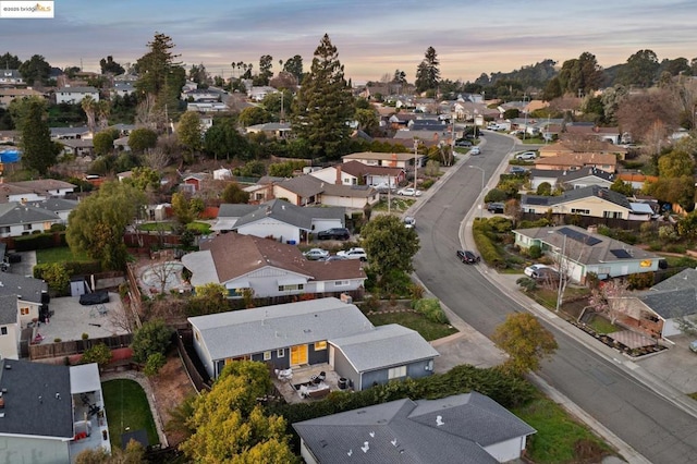 view of aerial view at dusk