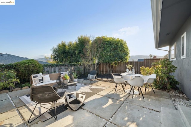 view of patio / terrace with an outdoor living space