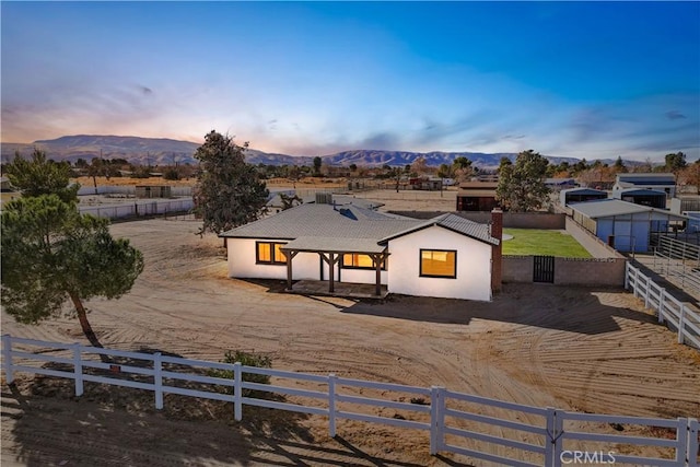 exterior space featuring a mountain view