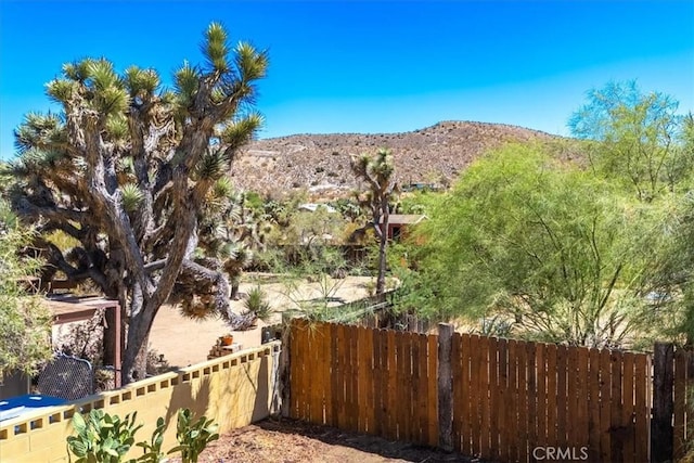 view of yard featuring a mountain view