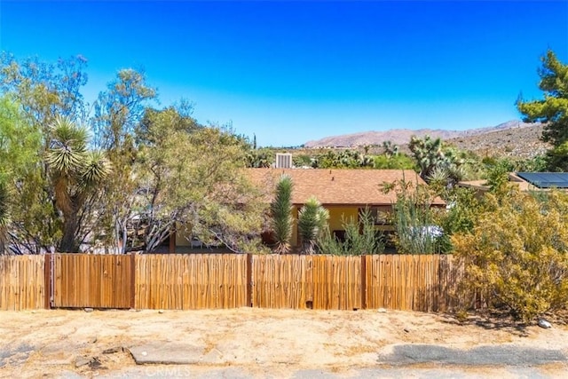 view of yard with a mountain view