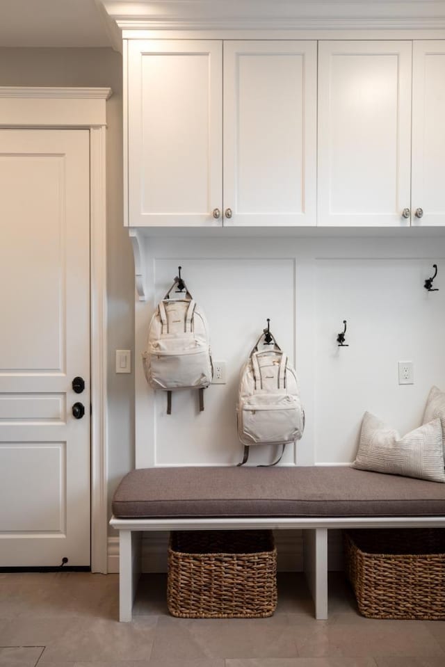 mudroom featuring light tile patterned flooring