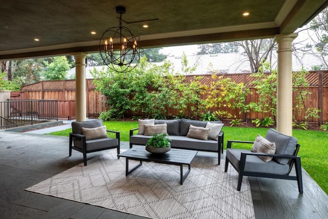 view of patio with an outdoor hangout area