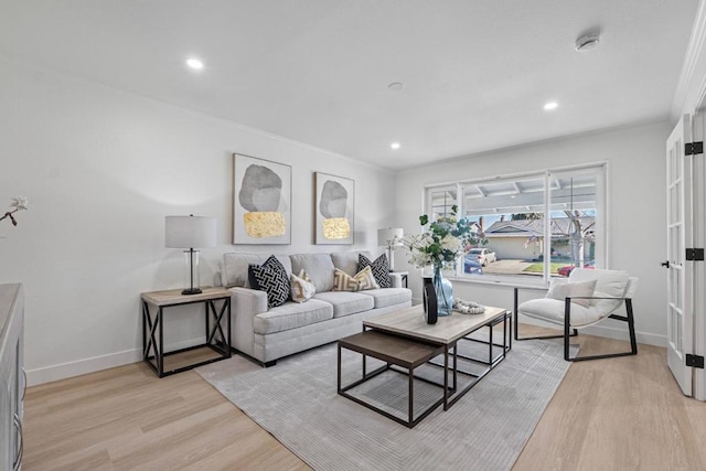 living room featuring light wood-type flooring