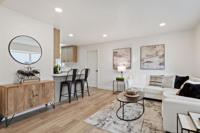 living room featuring light hardwood / wood-style flooring