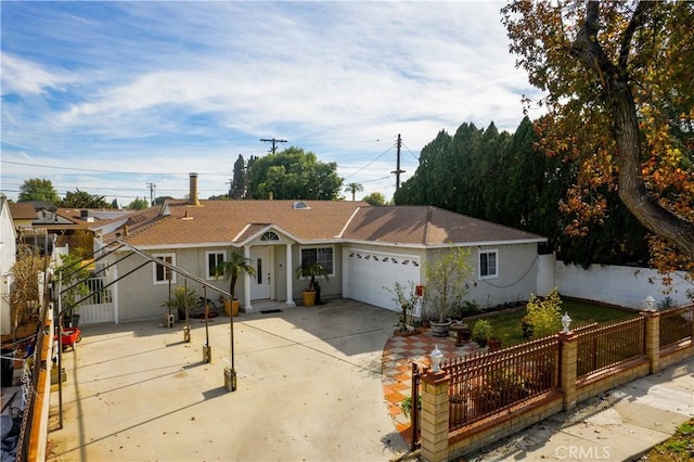 single story home with a garage