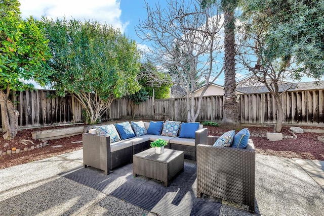 view of patio / terrace featuring an outdoor living space