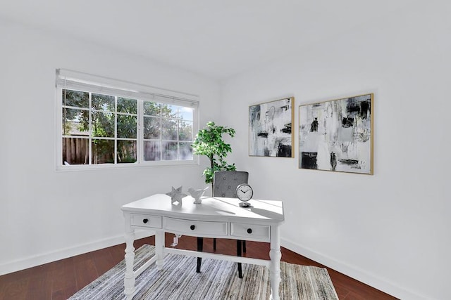 office area with wood-type flooring