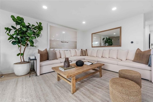 living room featuring light hardwood / wood-style floors