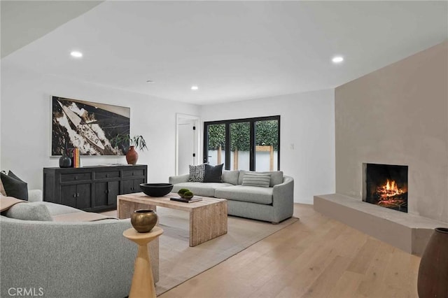 living room with hardwood / wood-style floors