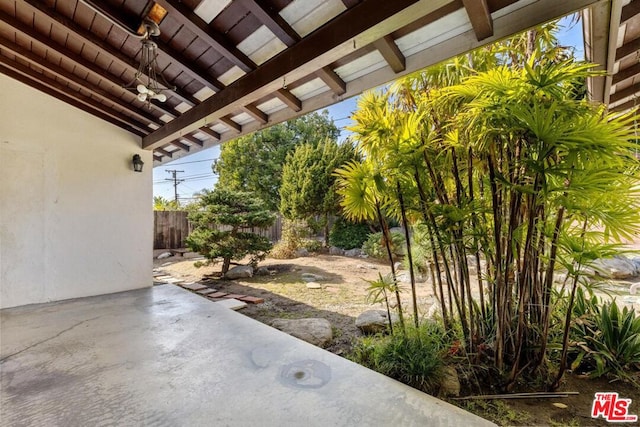 view of patio / terrace with ceiling fan